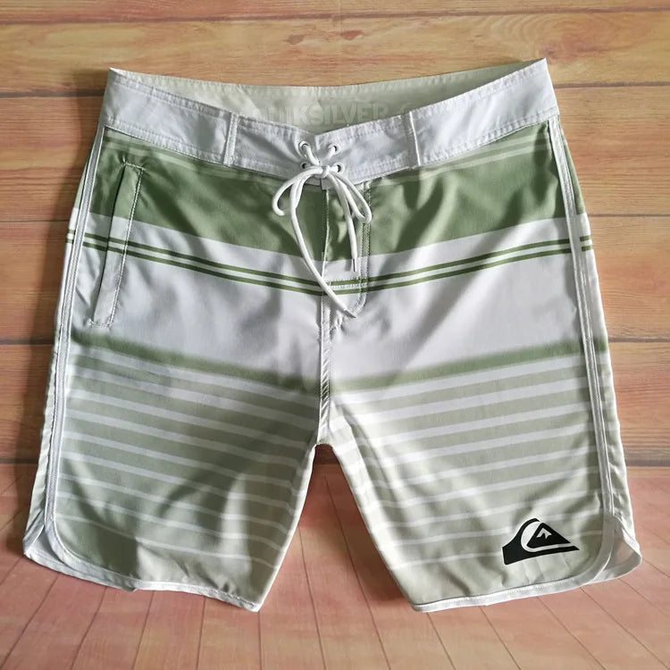 Elastic Quick Drying Fitness Training Muscle Men Beach Shorts Stripe Pattern Competition Surfing Printed Design Men